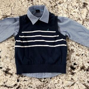 NWOT Toddler Boys Nautica Button up Shirt and Vest 2T